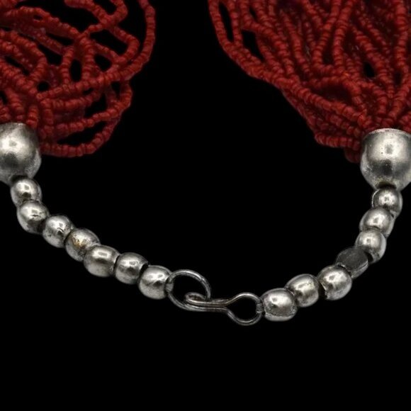 Vintage Multi Strand Coral Bead Statement Necklace 30 Strands - Picture 6 of 6